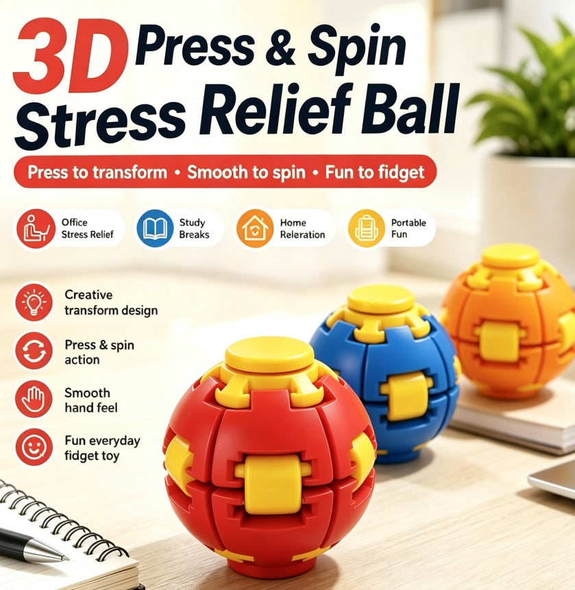 3D Press & Spin Transforming Fidget Ball