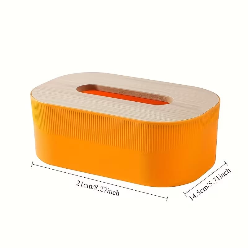 Modern Nordic Style Tissue Box Cover with Wood-Grain Lid