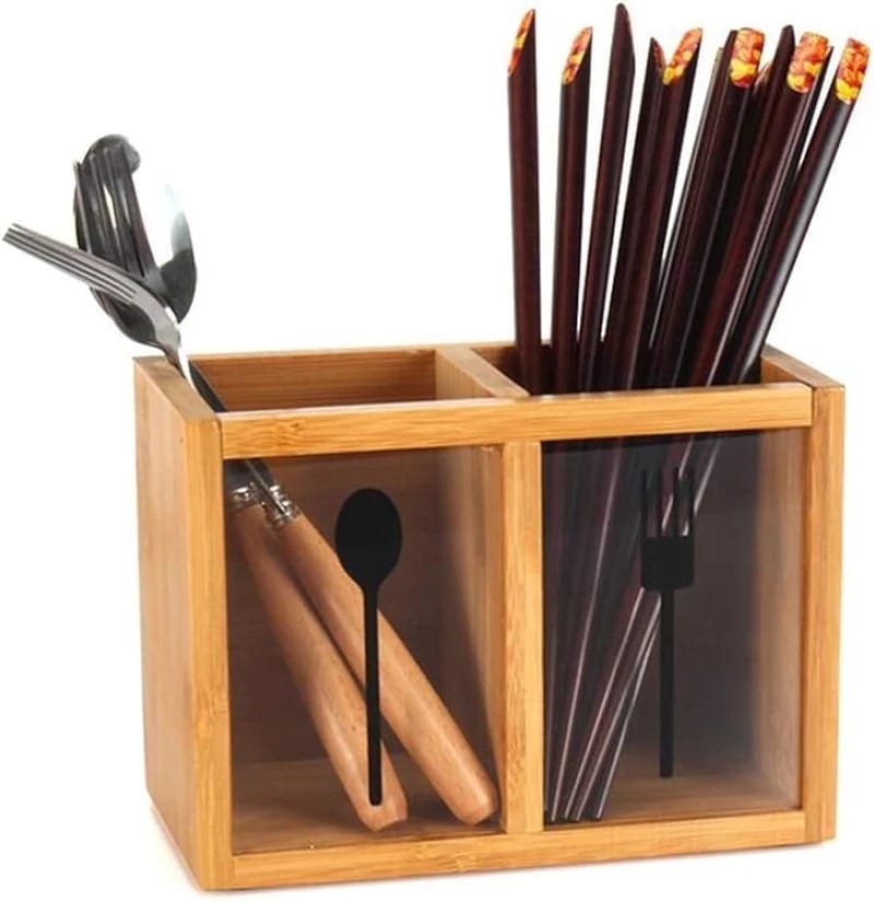 Multifunctional Bamboo Utensil Organizer