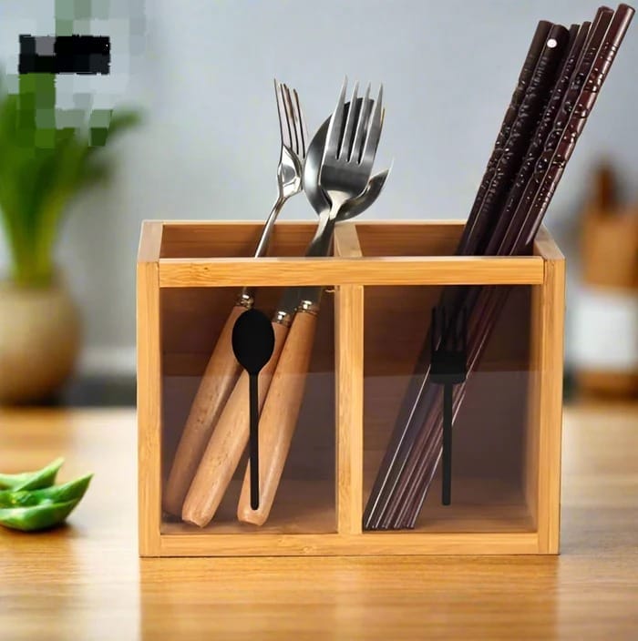 Multifunctional Bamboo Utensil Organizer