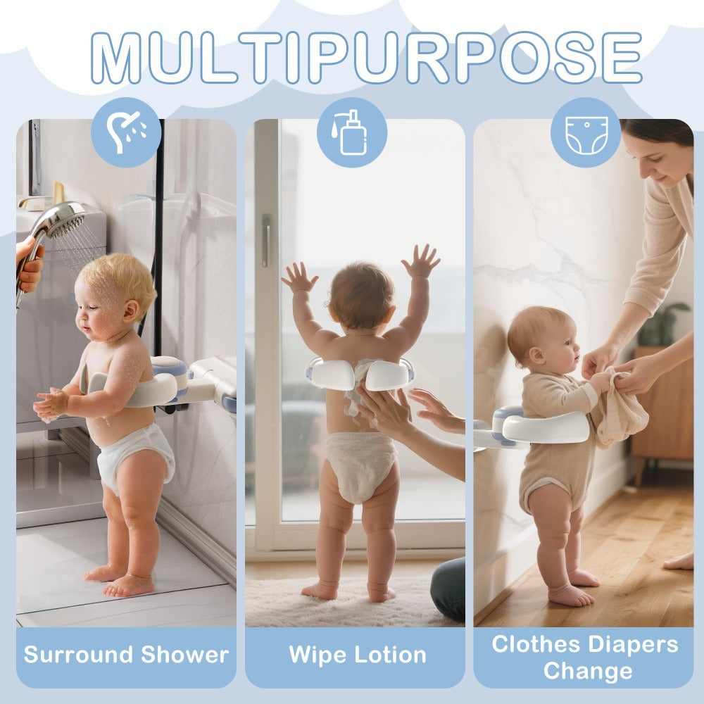 Wall-Mounted Foldable Baby Shower Stand with Suction Cups