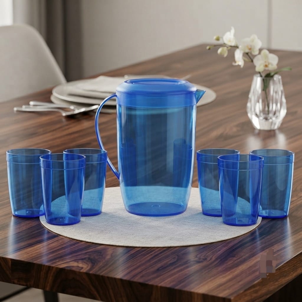 7-Piece Jubbe Pitcher Water Set – Elegant Lightweight Jug with 6 Matching Glasses