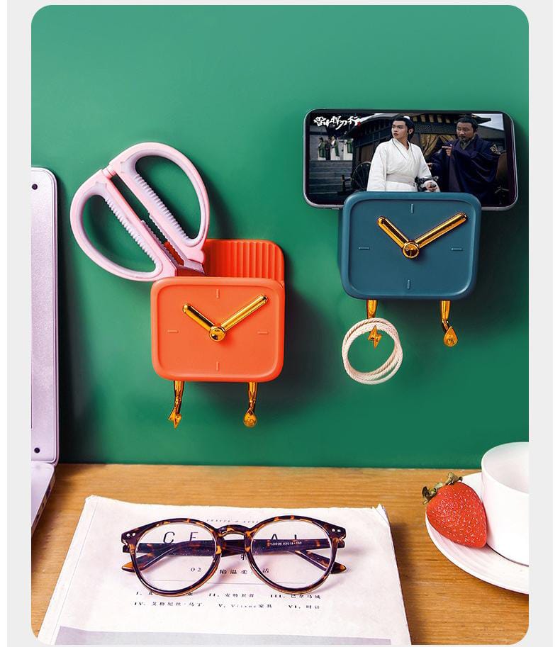 Multipurpose Clock Storage Box with Bottom Hanging Hooks