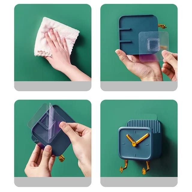 Multipurpose Clock Storage Box with Bottom Hanging Hooks