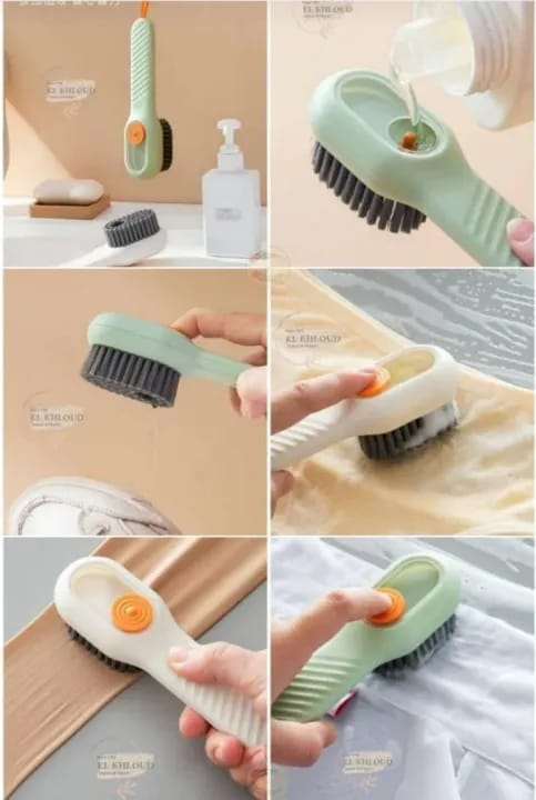 2-in-1 Soft Bristle Cleaning Brush with Soap Reservoir