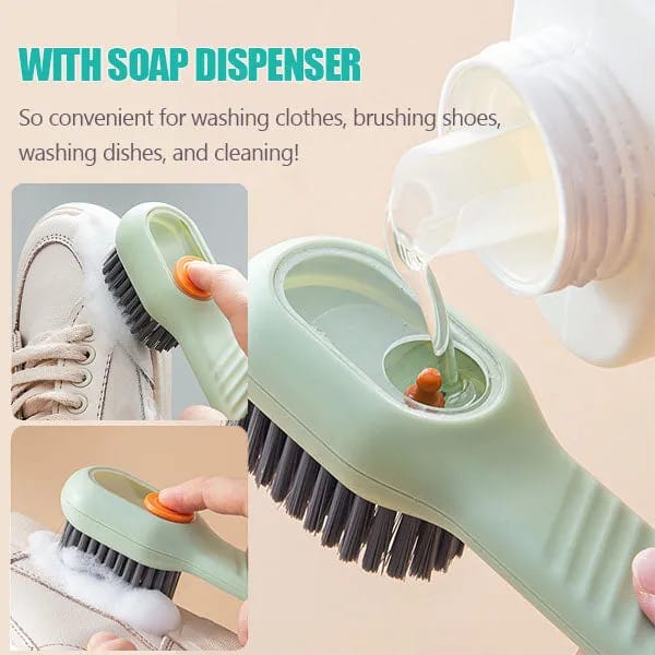 2-in-1 Soft Bristle Cleaning Brush with Soap Reservoir