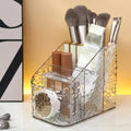 3-Compartment Clear Acrylic Makeup Brush Holder & Cosmetic Organizer