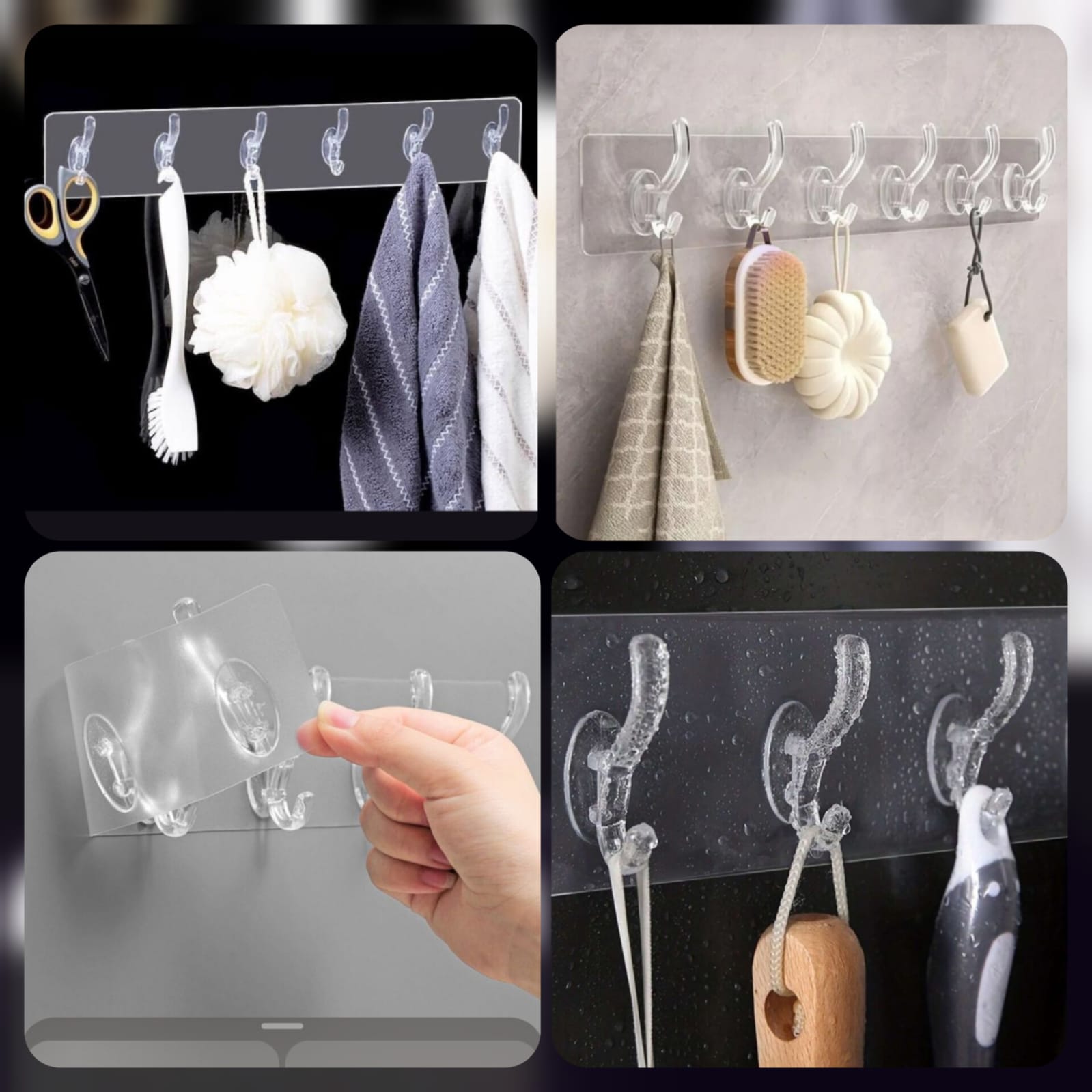 Transparent 6-Hook Wall Hanger Strip