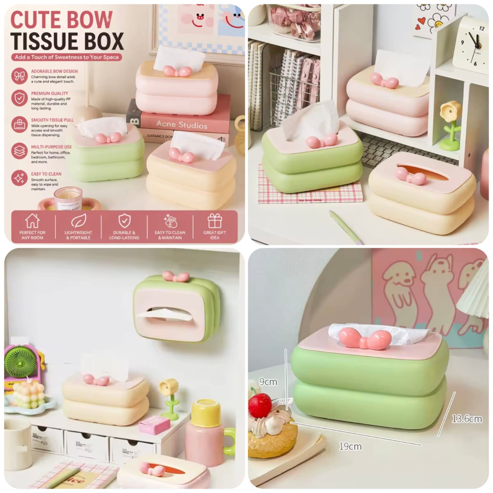 Cute Bow Tissue Box Holder