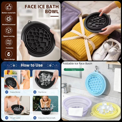 Silicone Face Ice Bath Bowl – Foldable Cooling Basin