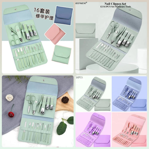 16-Piece Stainless Steel Manicure & Pedicure Grooming Kit