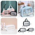 Pack of 3 Waterproof Clear Cosmetic Washbag Set