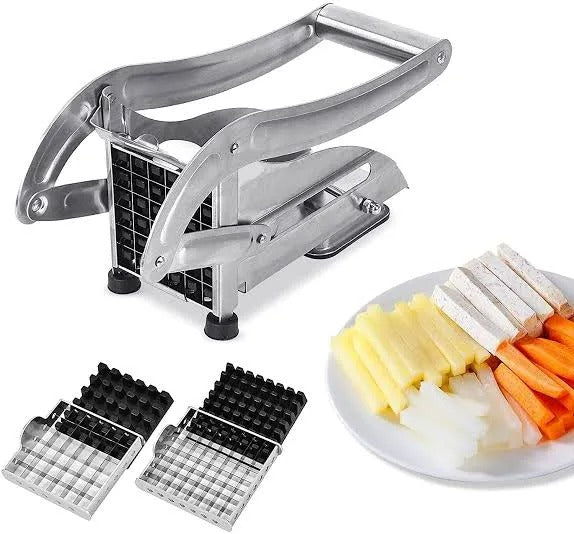 2 BLADES Stainless Steel Potato Chipper & French Fry Cutter