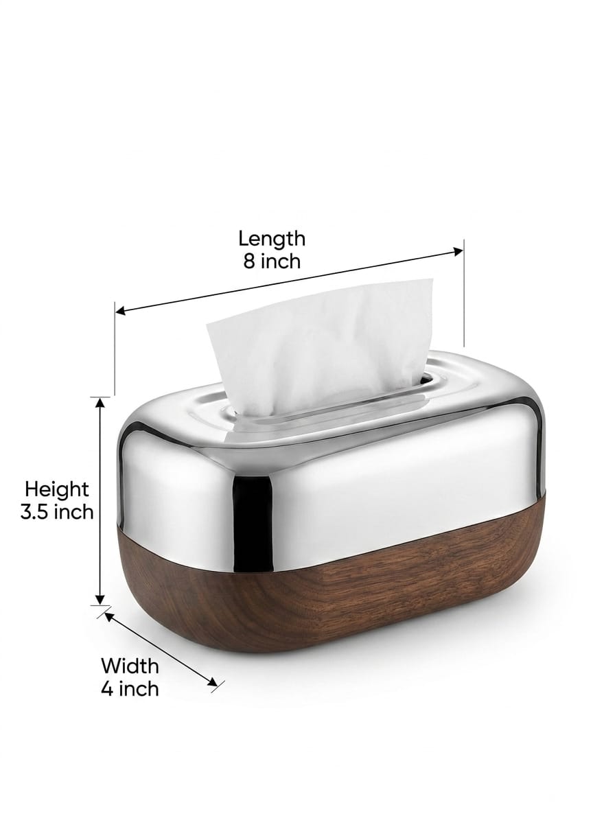 Luxury Chrome & Wooden Tissue Box Holder