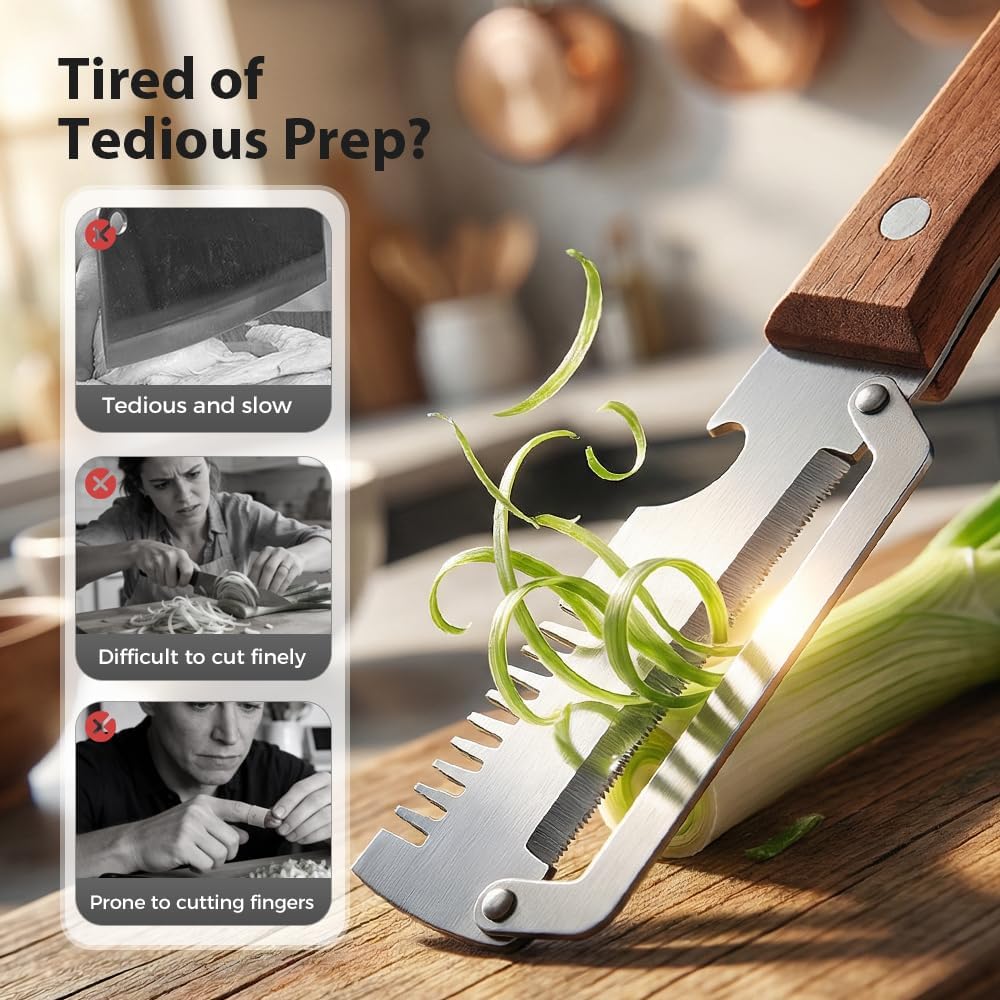 Multifunctional 3-in-1 Stainless Steel Vegetable Peeler with Wooden Handle