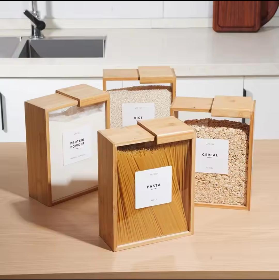 Bamboo Frame Food Storage Container with Sliding Lid