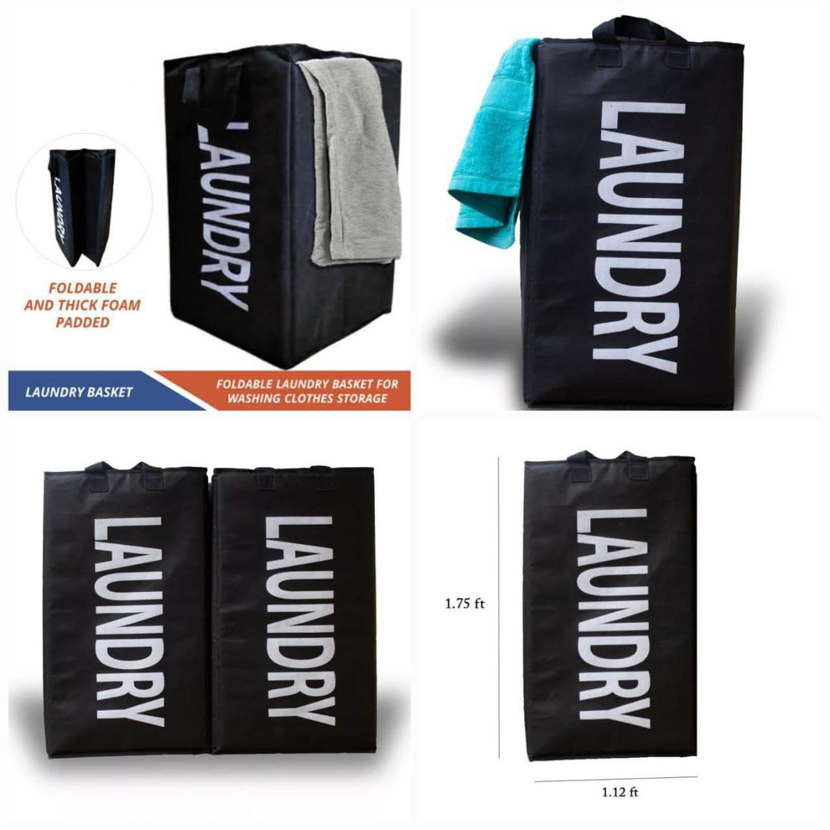 Large Foldable Laundry Hamper Bag