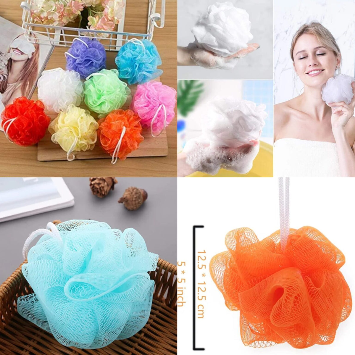 Pack of 4 Soft Mesh Bath Sponge Loofah