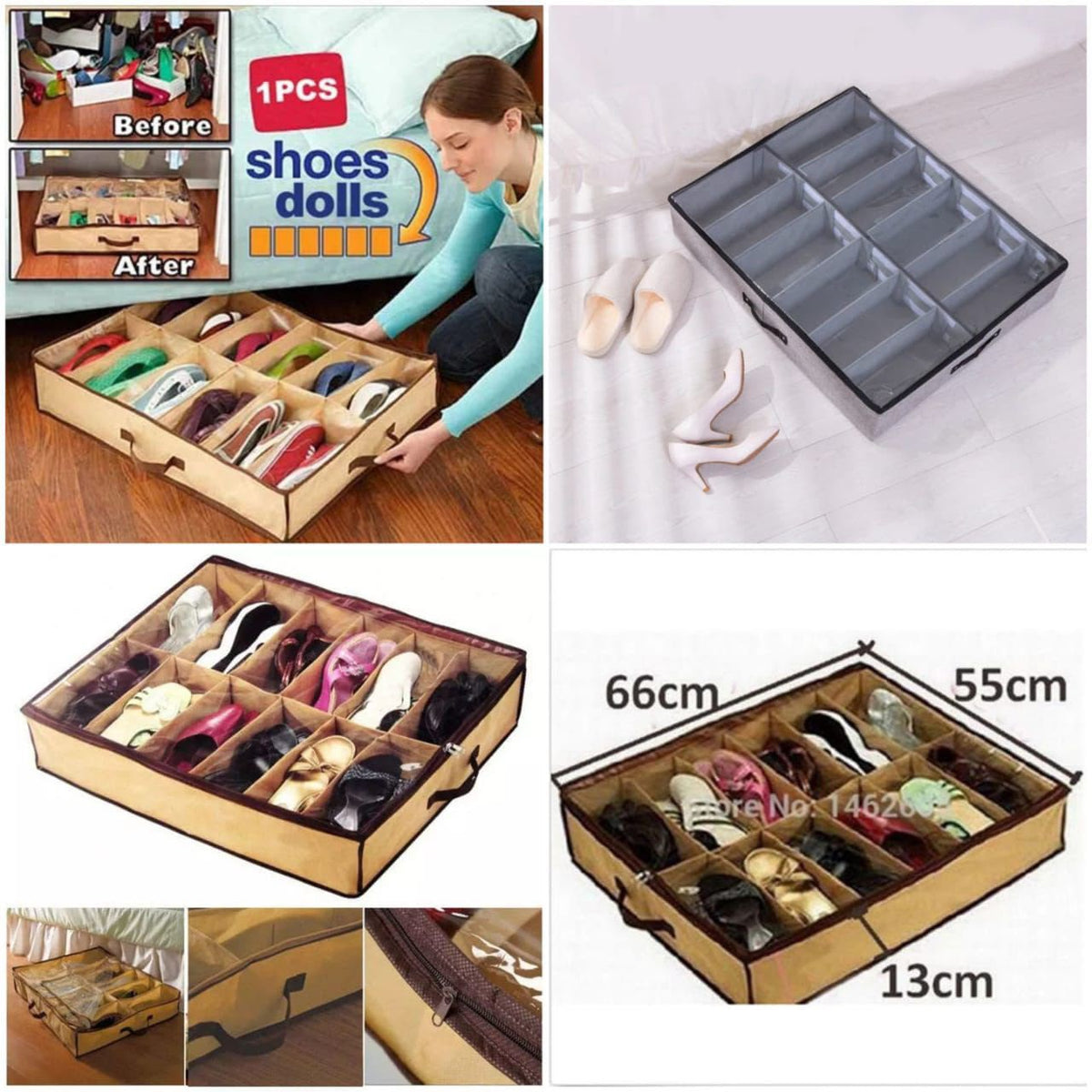 12-Pair Underbed Shoe Organizer