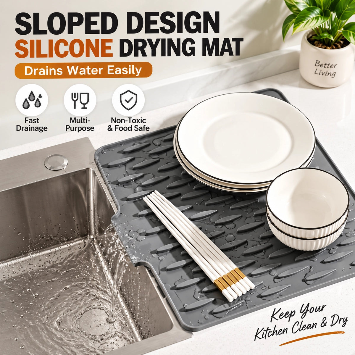 Slope Drain Mat – Multi‑Purpose Silicone Drying Pad