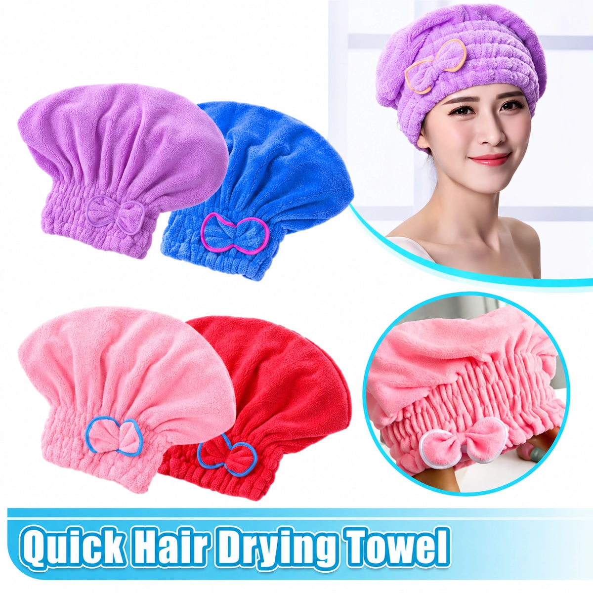Flower Cap Microfiber Hair Drying Towel
