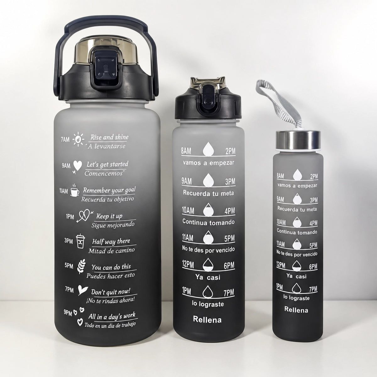 3-in-1 Motivational Gradient Water Bottle Set