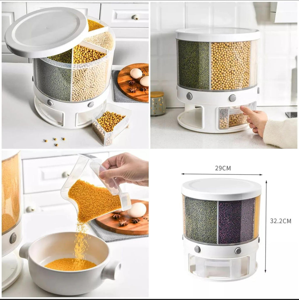 6-Grid Rotatable Cereal & Grain Dispenser