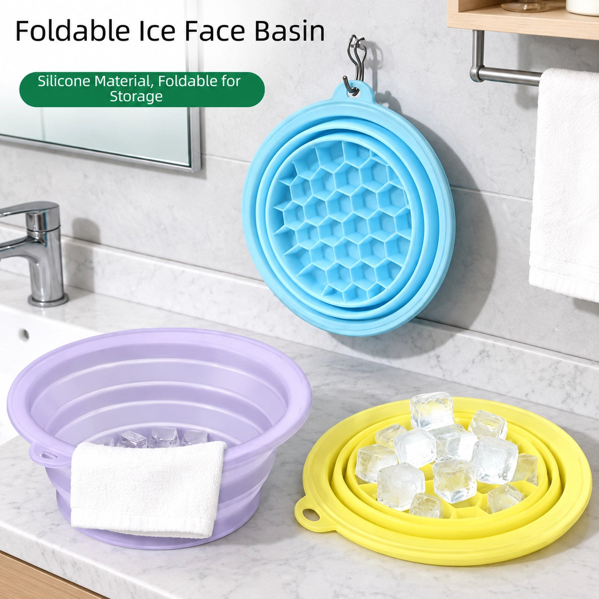 Silicone Face Ice Bath Bowl – Foldable Cooling Basin
