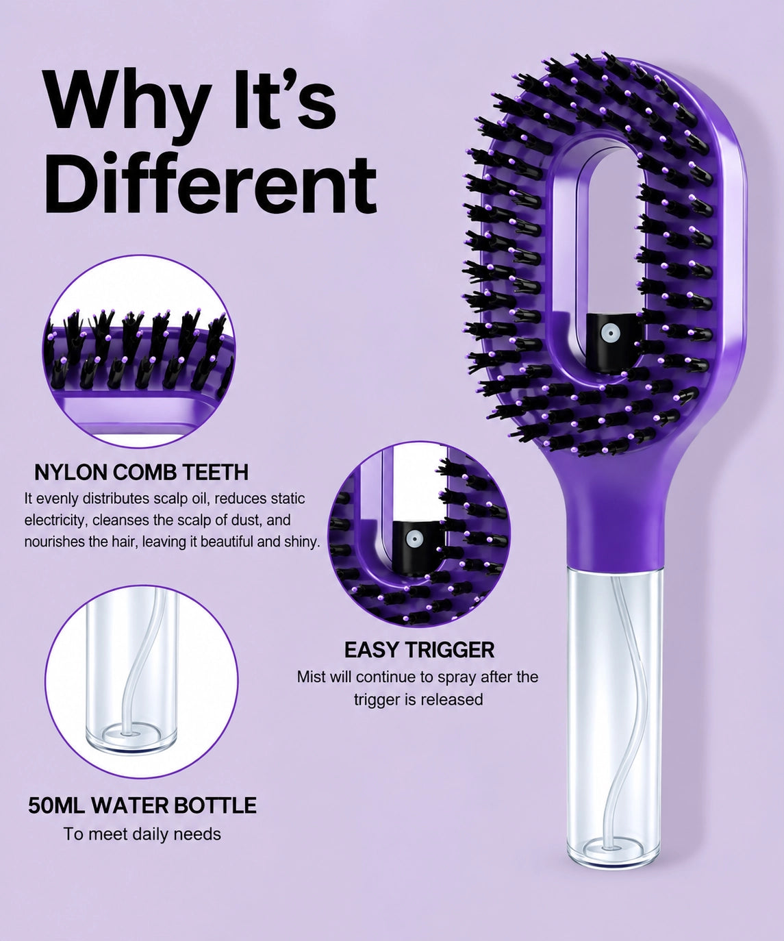 2-in-1 Spray Hair Brush