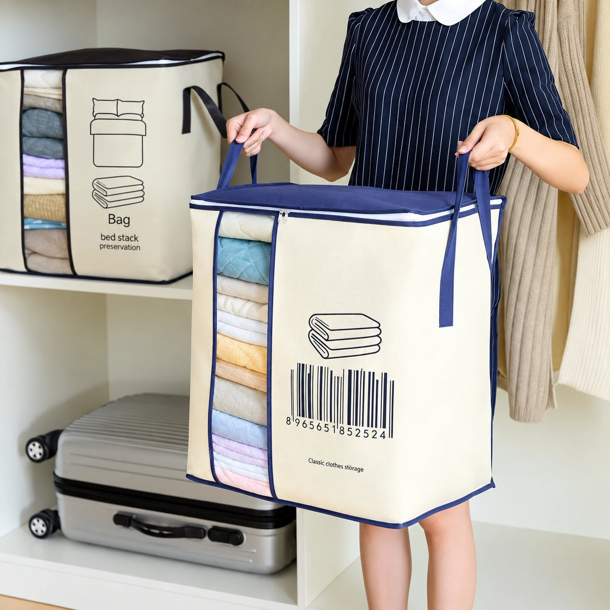 Heavy-Duty Barcode Clothes & Bedding Storage Bag