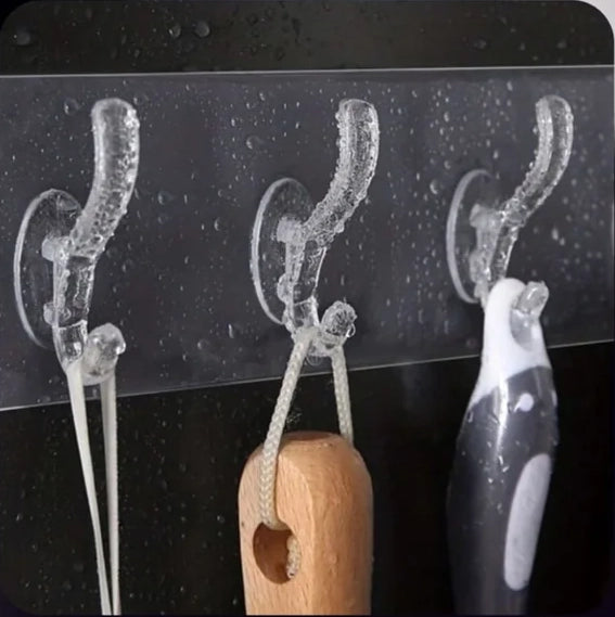 Transparent 6-Hook Wall Hanger Strip