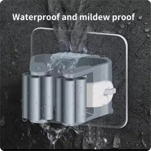 Self‑Adhesive Mop Holder Waterproof Wall Mount Clip