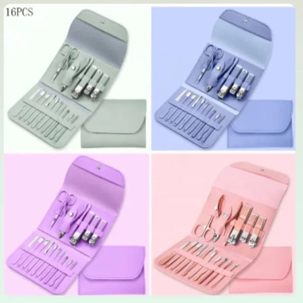 16-Piece Stainless Steel Manicure & Pedicure Grooming Kit