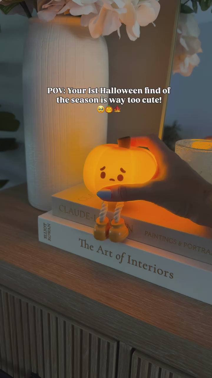 Cute Silicone Pumpkin Night Light – USB Rechargeable Dimmable LED Nursery Lamp