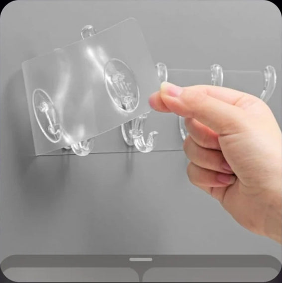 Transparent 6-Hook Wall Hanger Strip